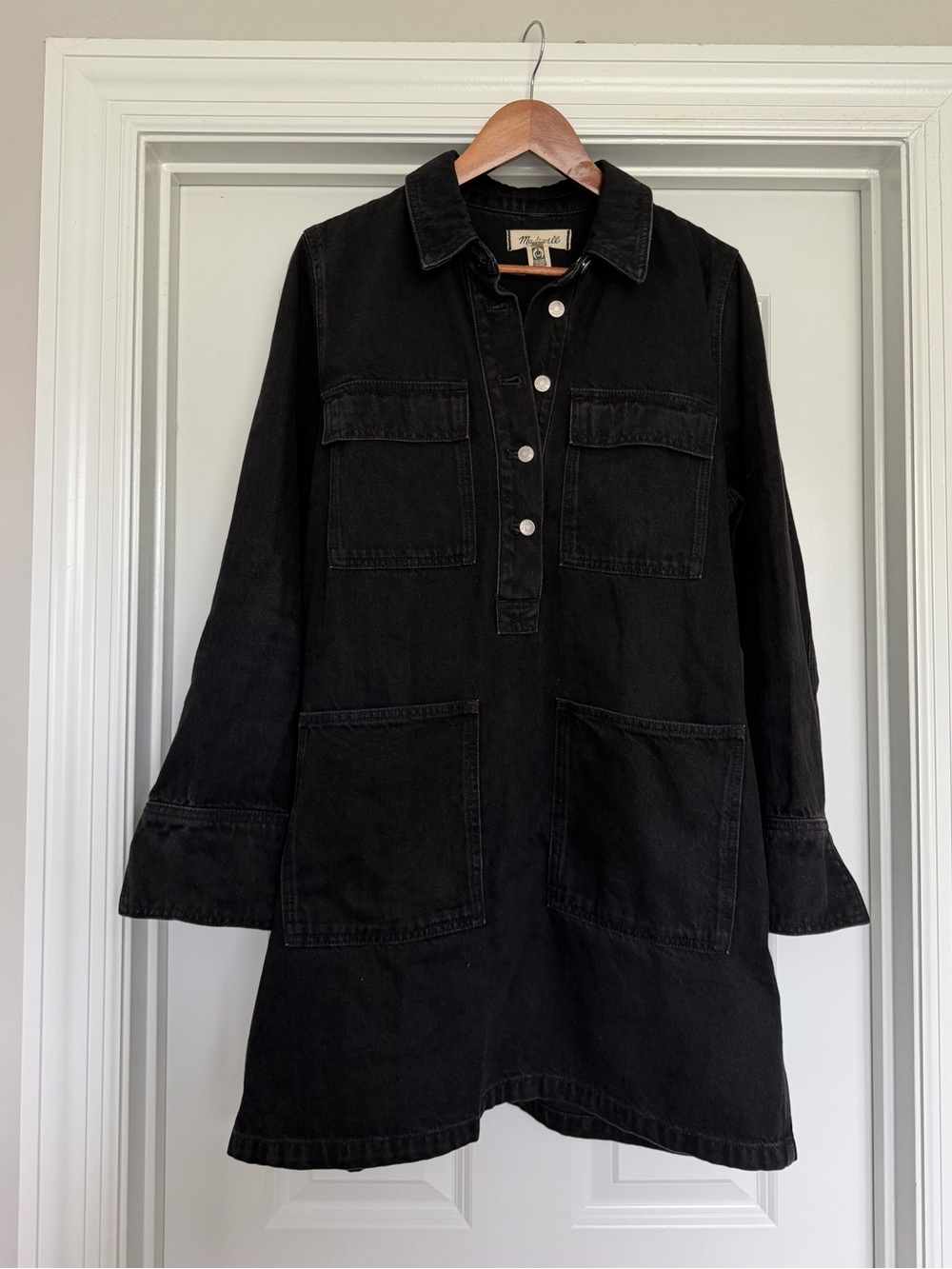 madewell black denim mini dress